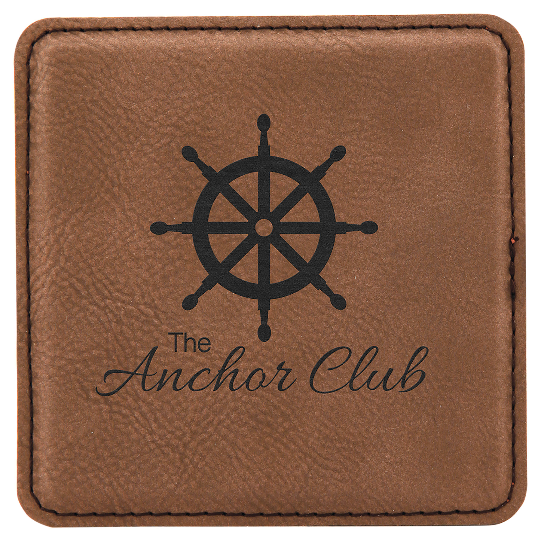 Custom Dark Brown Square Leatherette Coaster - Leatherette