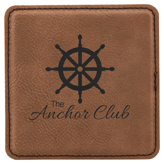 Custom Dark Brown Square Leatherette Coaster - Leatherette