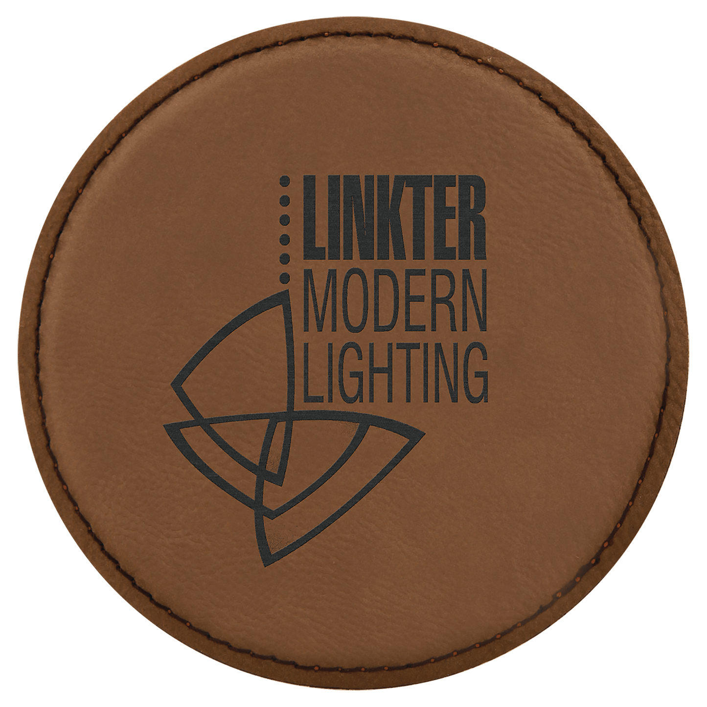 Custom Dark Brown Round Leatherette Coaster - Leatherette
