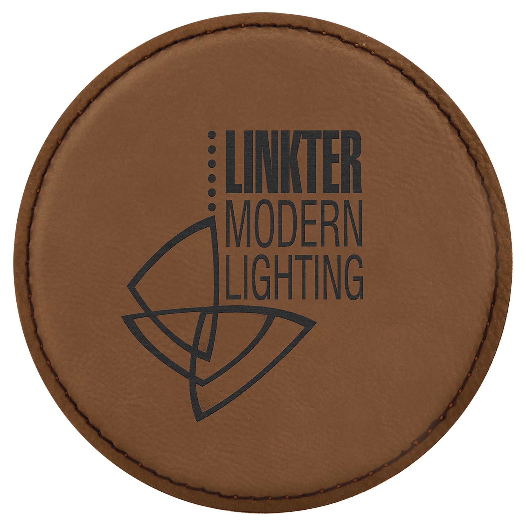 Custom Dark Brown Round Leatherette Coaster - Leatherette