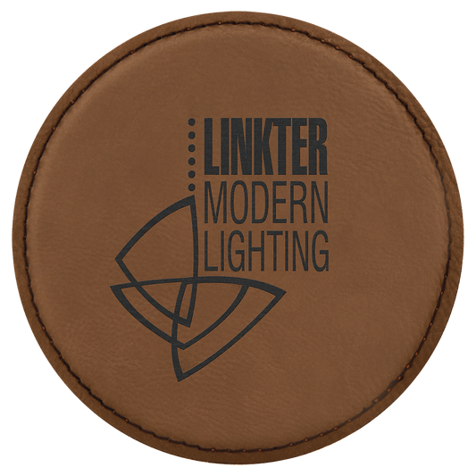 Custom Dark Brown Round Leatherette Coaster - Leatherette