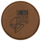 Custom Dark Brown Round Leatherette Coaster - Leatherette