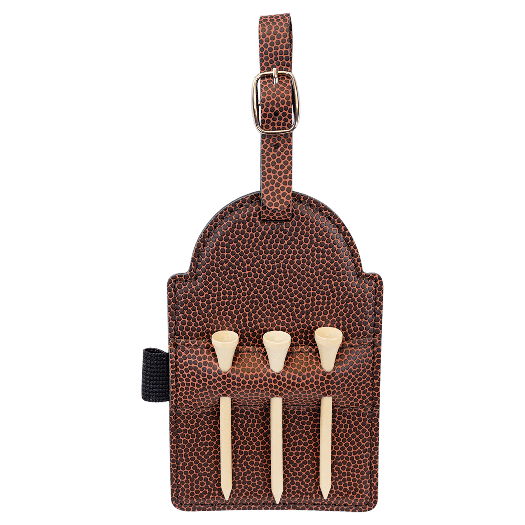 Personalized Football Leatherette Golf Bag Tag with Wooden Tees - Leatherette
