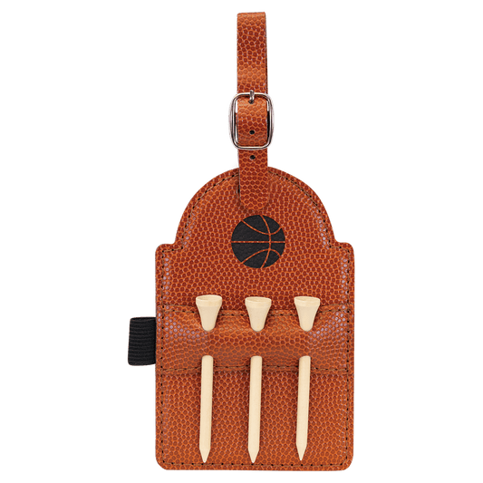 Personalized Basketball Leatherette Golf Bag Tag with Wooden Tees - Leatherette