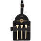 Personalized Black/Gold Leatherette Golf Bag Tag with Wooden Tees - Leatherette