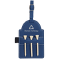 Personalized Blue/Silver Leatherette Golf Bag Tag with Wooden Tees - Leatherette