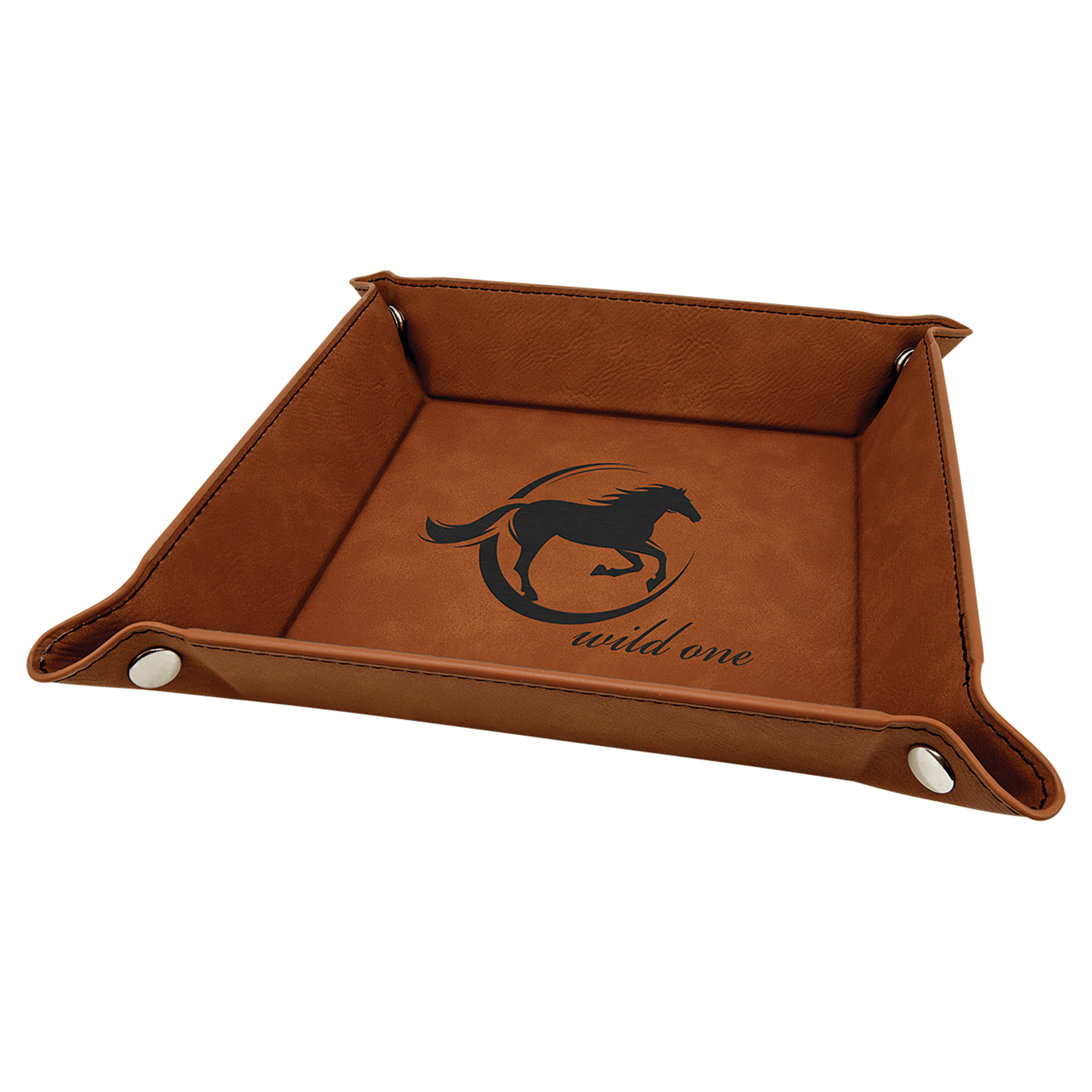 Personalized Rawhide Leatherette Snap Up Tray - Leatherette