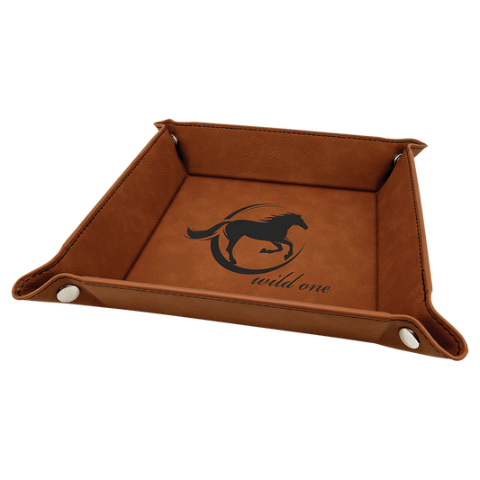 Personalized Rawhide Leatherette Snap Up Tray - Leatherette