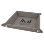 Personalized Gray Leatherette Snap Up Tray - Leatherette
