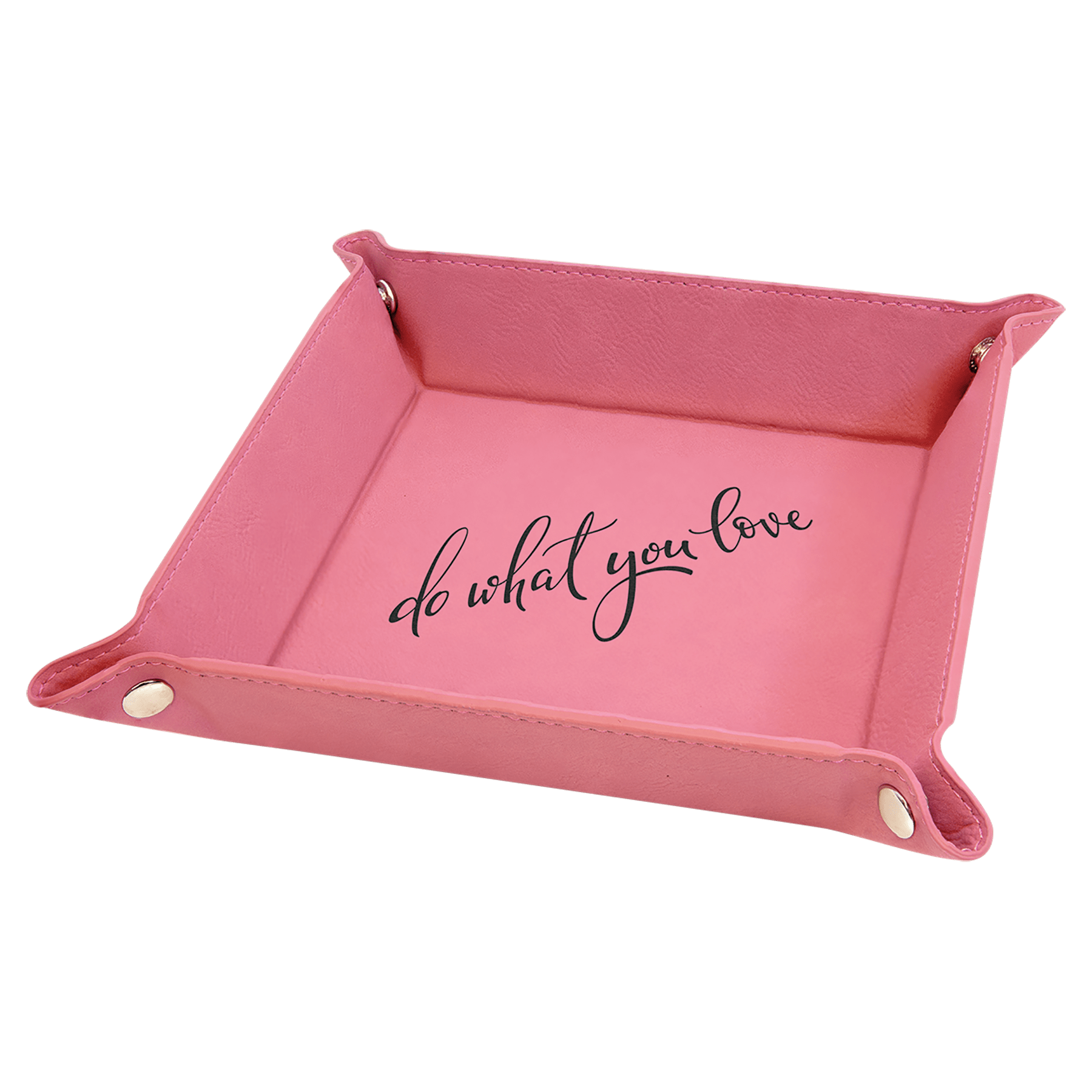 Personalized Pink Leatherette Snap Up Tray - Leatherette