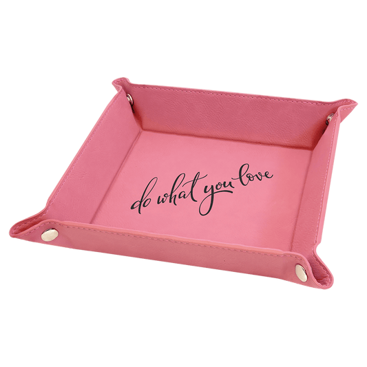 Personalized Pink Leatherette Snap Up Tray - Leatherette