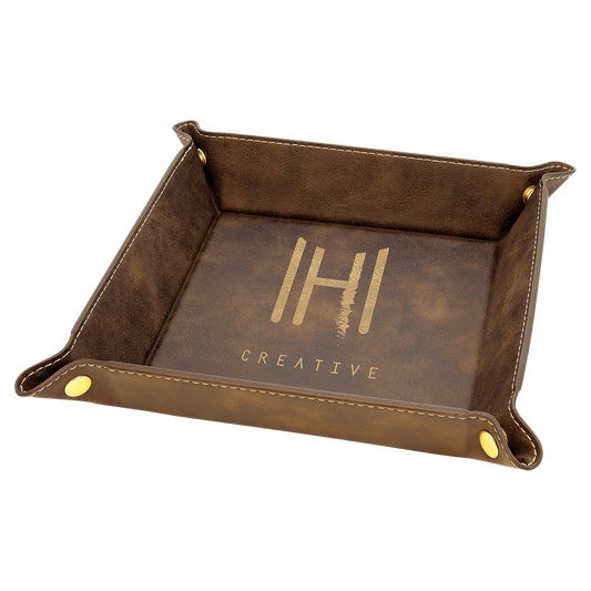 Personalized Rustic Leatherette Snap Up Tray - Leatherette