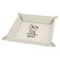 Personalized White Leatherette Snap Up Tray - Leatherette