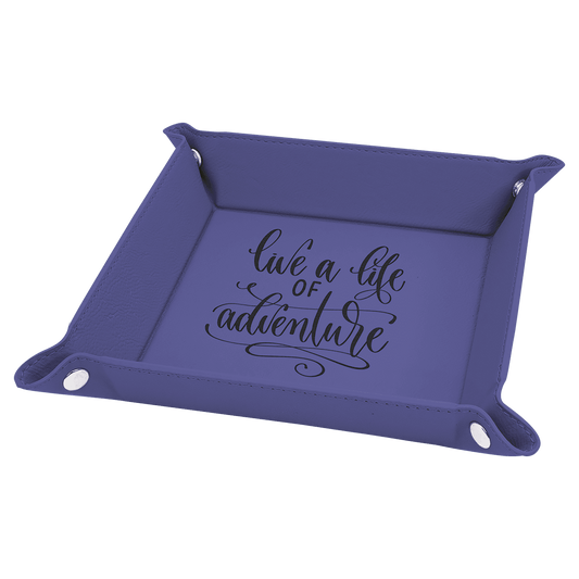 Personalized Purple Leatherette Snap Up Tray - Leatherette