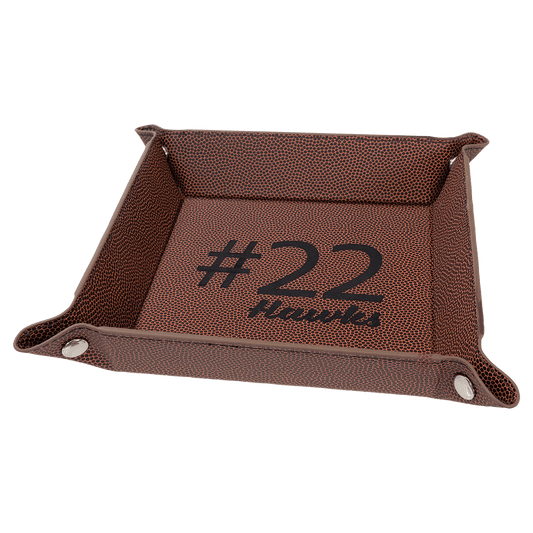 Personalized Football Leatherette Snap up Tray with Silver Snaps - Leatherette
