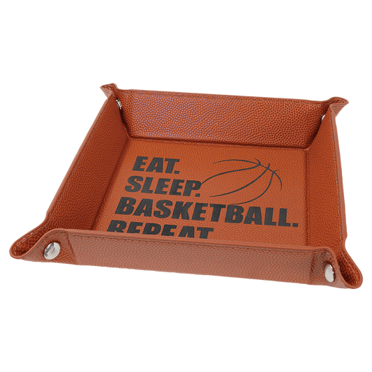 Personalized Basketball Leatherette Snap Up Tray - Leatherette