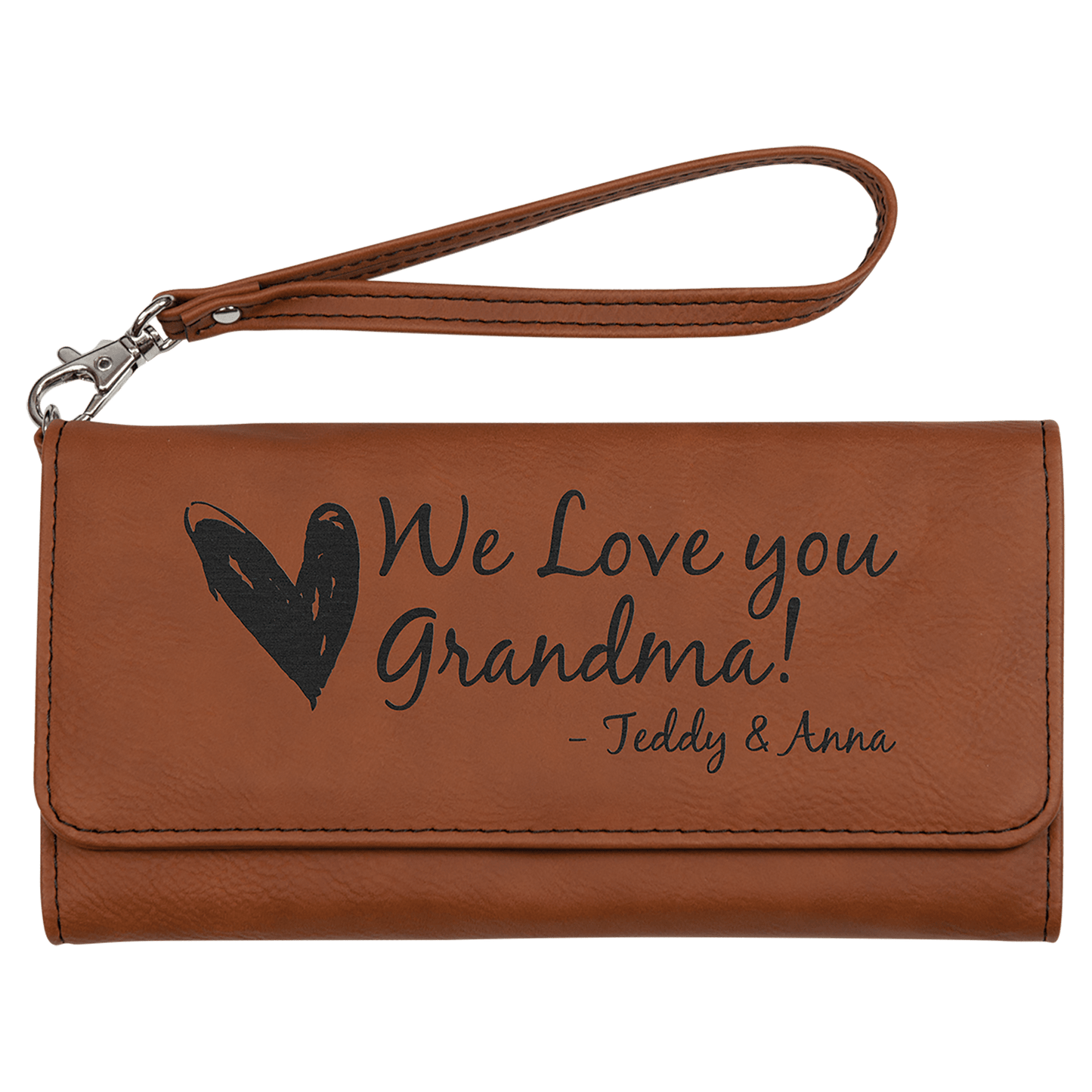 Personalized Fawhide Leatherette Wallet with Strap - Leatherette