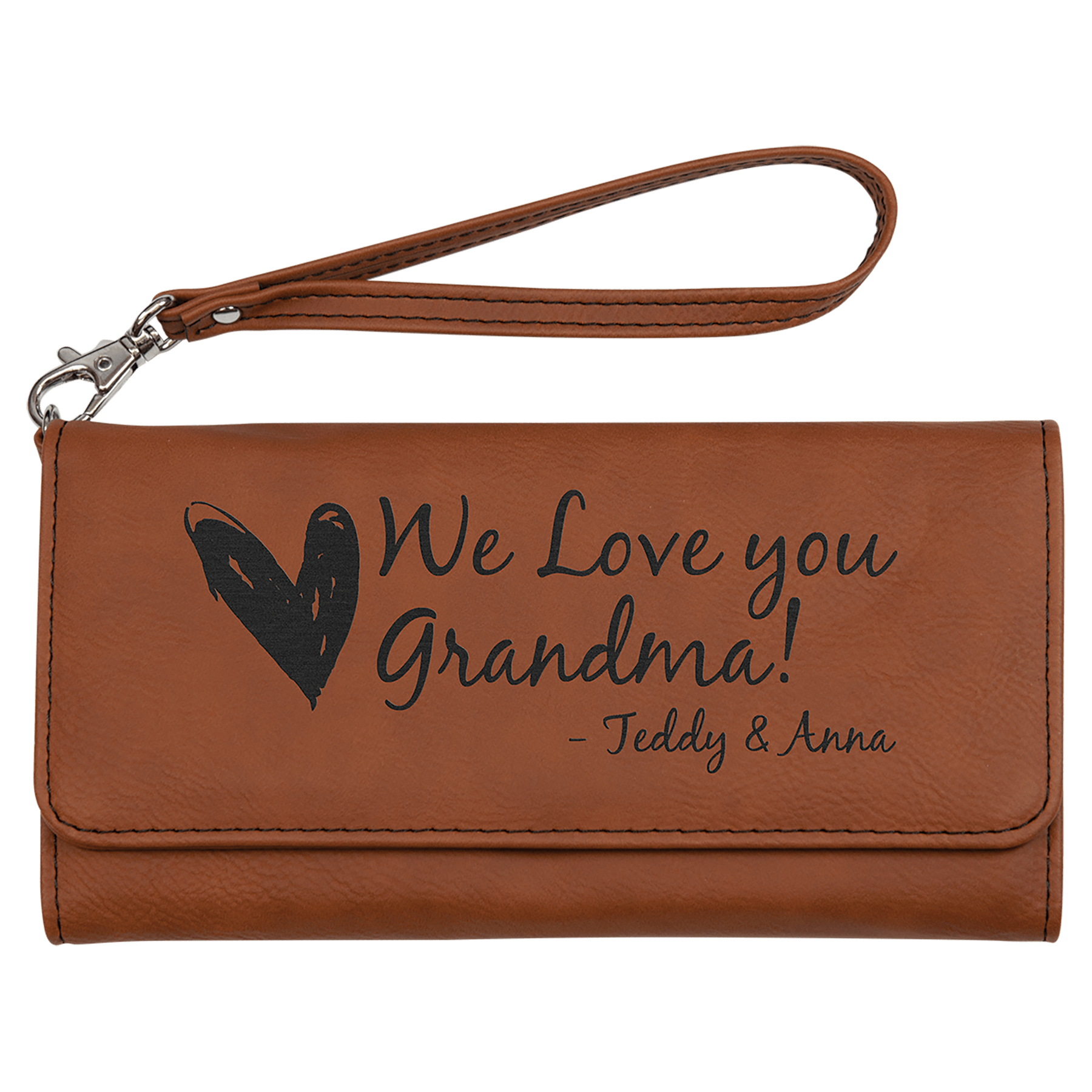 Personalized Fawhide Leatherette Wallet with Strap - Leatherette