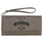 Personalized Gray Leatherette Wallet with Strap - Leatherette