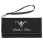 Personalized Black/Silver Leatherette Wallet with Strap - Leatherette