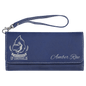 Personalized Blue/Silver Leatherette Wallet with Strap - Leatherette