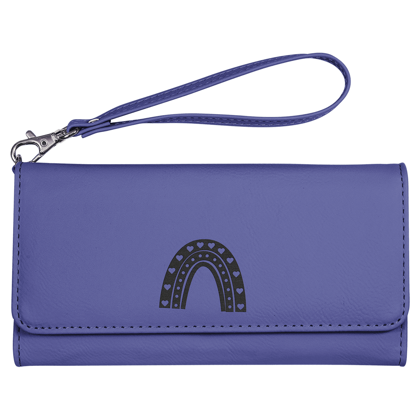 Personalized Purple Leatherette Wallet with Strap - Leatherette