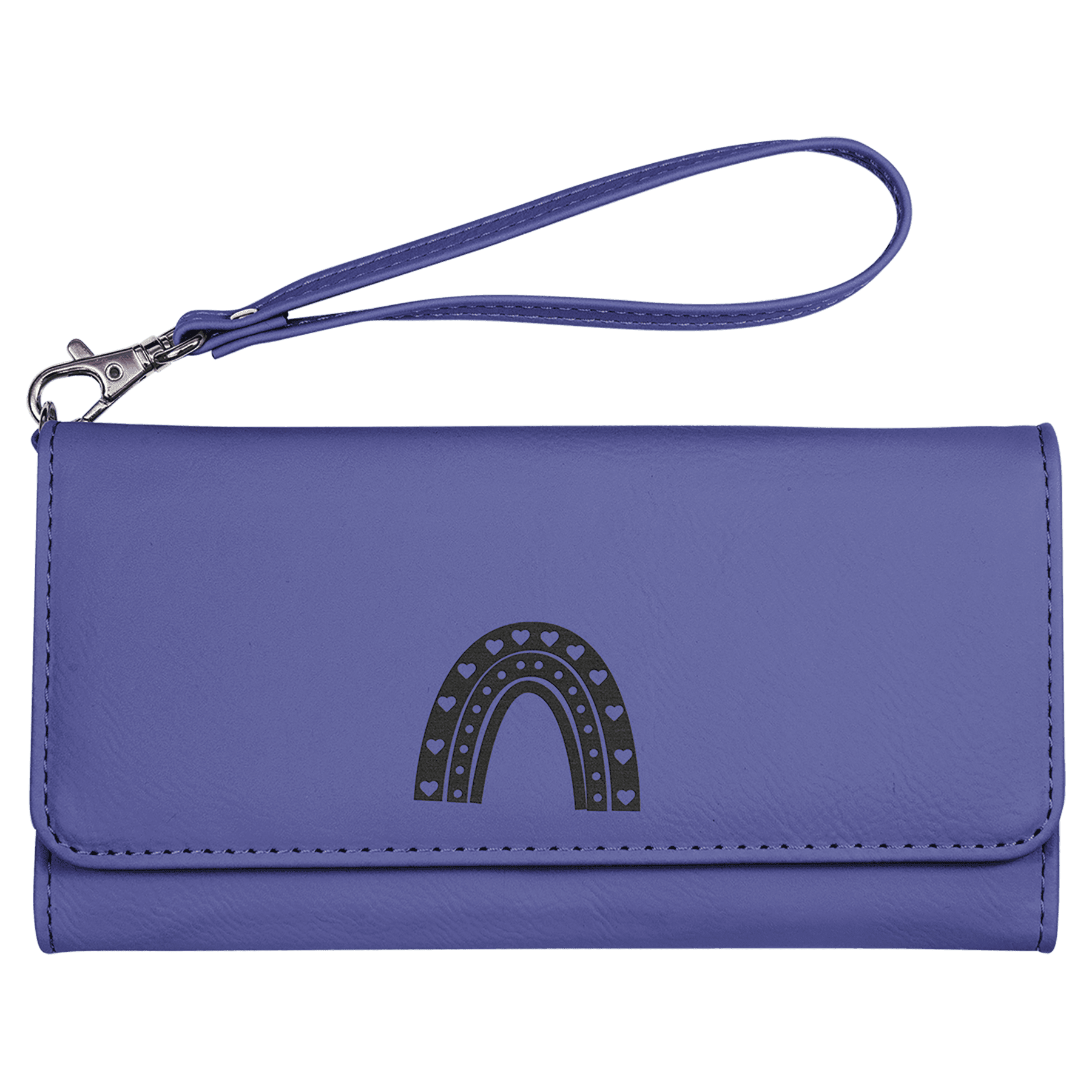 Personalized Purple Leatherette Wallet with Strap - Leatherette