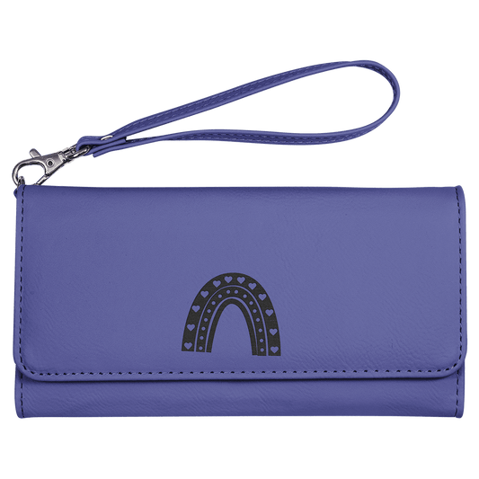 Personalized Purple Leatherette Wallet with Strap - Leatherette