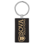 Black/Gold Leatherette Rectangle Keychain with Metal Personalized Photo Frame - Leatherette
