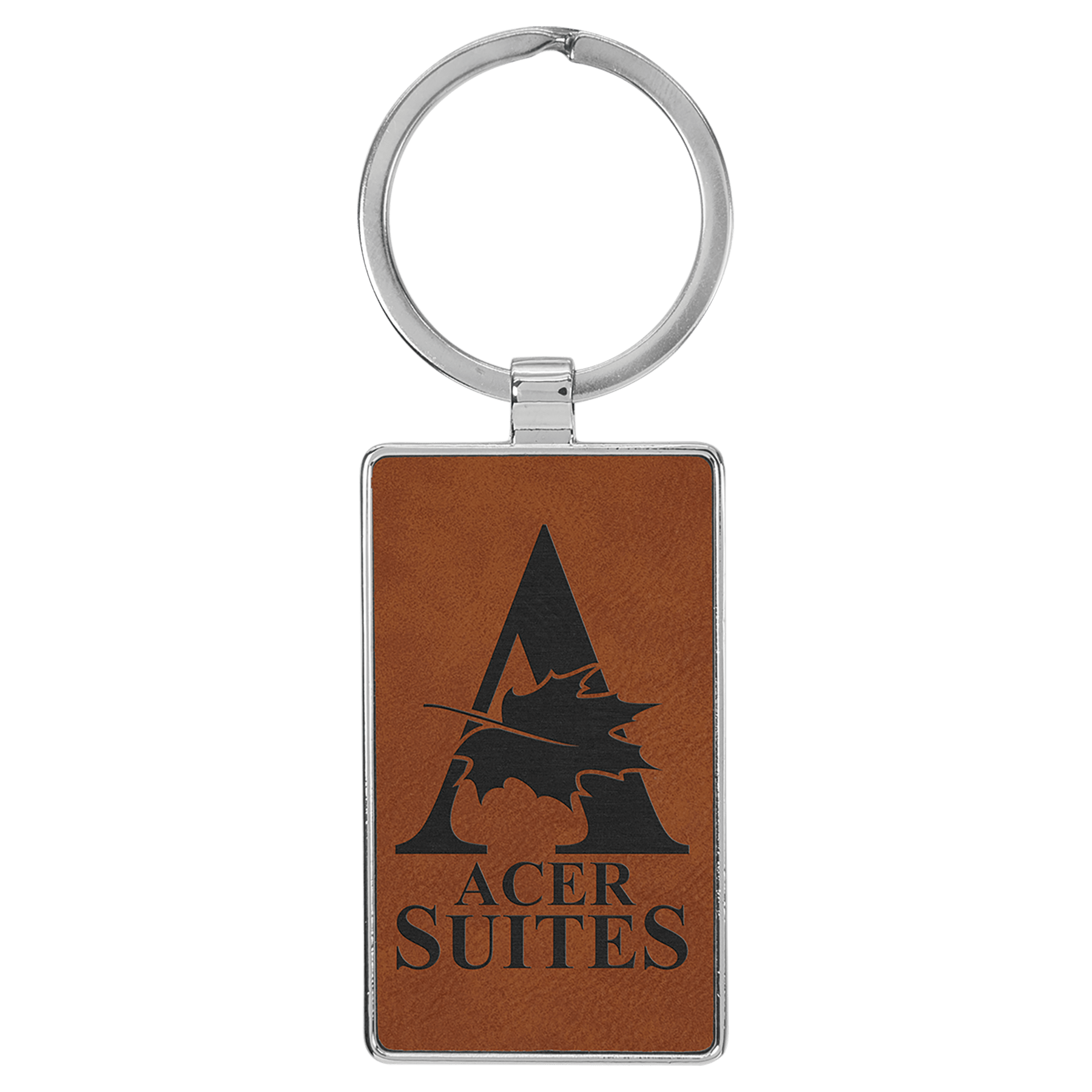 Rawhide Leatherette Rectangle Keychain with Metal Personalized Photo Frame - Leatherette