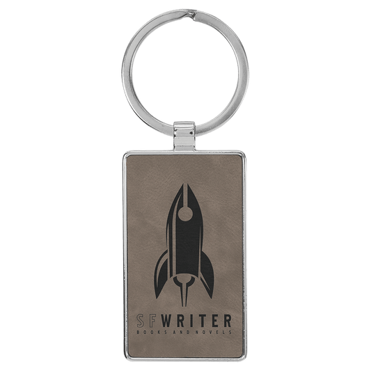 Gray Leatherette Rectangle Keychain with Metal Personalized Photo Frame - Leatherette