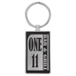 Black/Silver Leatherette Rectangle Keychain with Metal Personalized Photo Frame - Leatherette