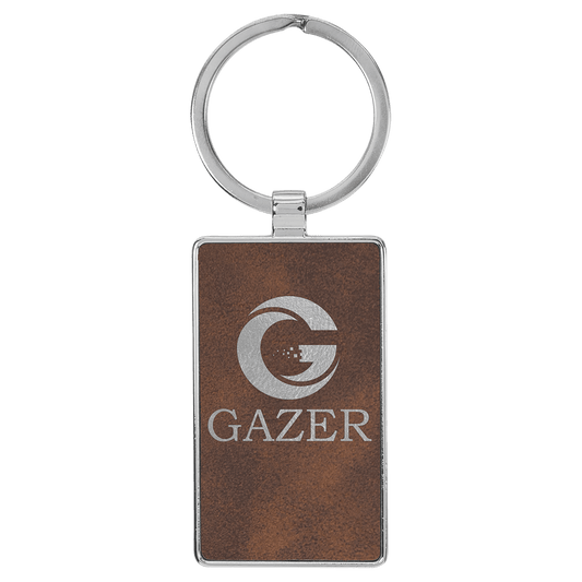 Rustic/Silver Leatherette Rectangle Keychain with Metal Personalized Photo Frame - Leatherette