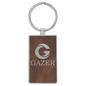 Rustic/Silver Leatherette Rectangle Keychain with Metal Personalized Photo Frame - Leatherette