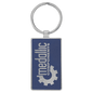 Blue/Silver Leatherette Rectangle Keychain with Metal Personalized Photo Frame - Leatherette