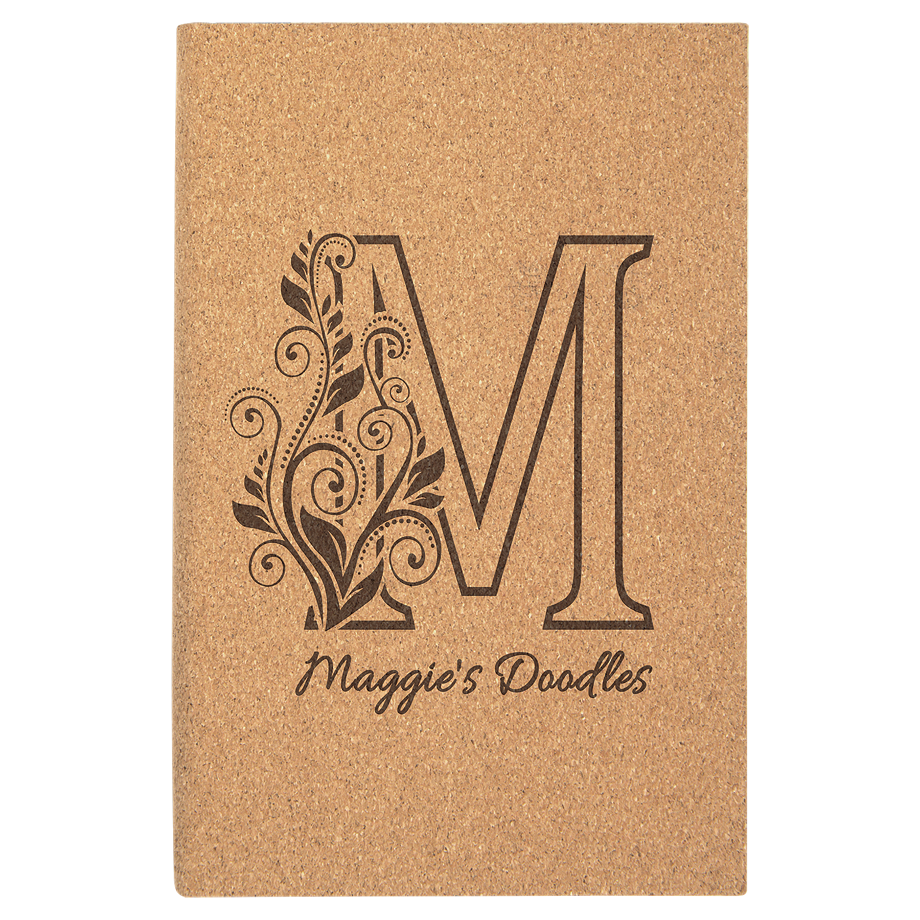Personalized Cork Sketch Book with White Unlined Paper