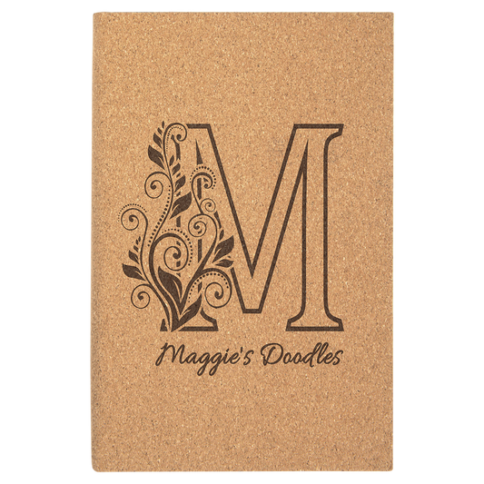 Personalized Cork Sketch Book with White Unlined Paper