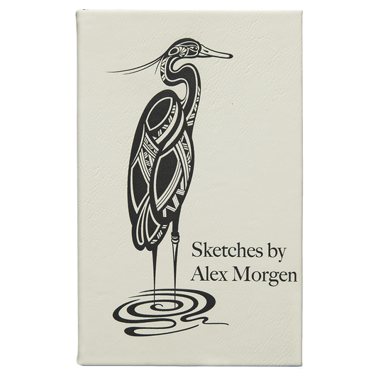 Personalized White Leatherette Sketch Book with White Unlined Paper - Leatherette