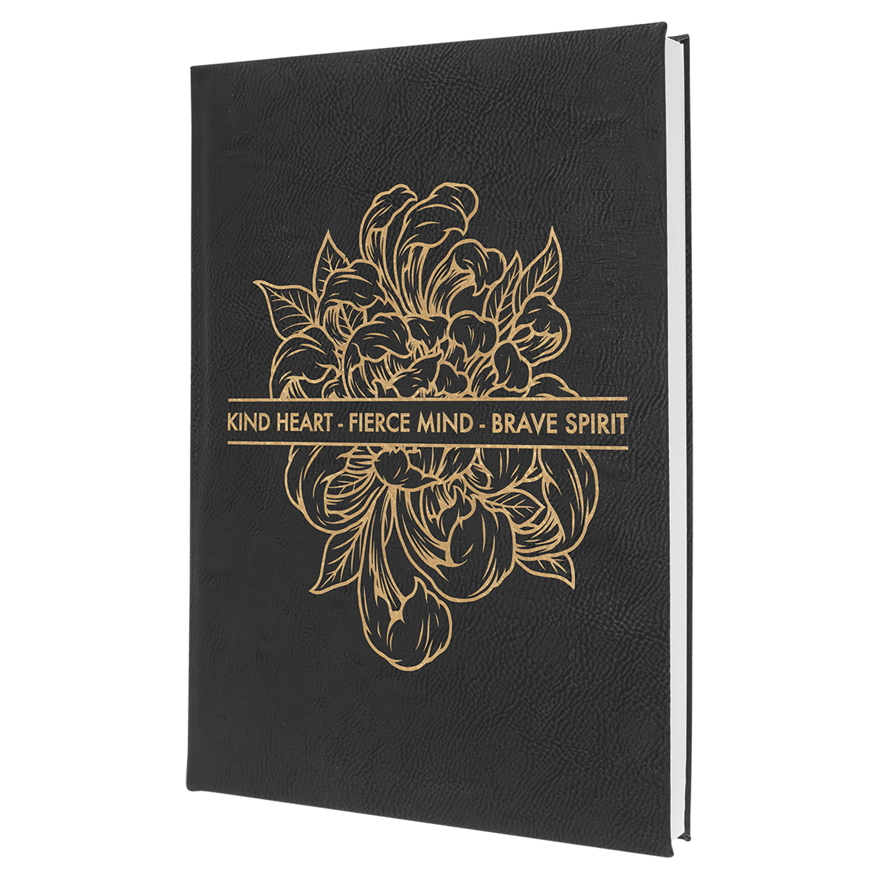 Personalized Black/Gold Leatherette Journal - Leatherette