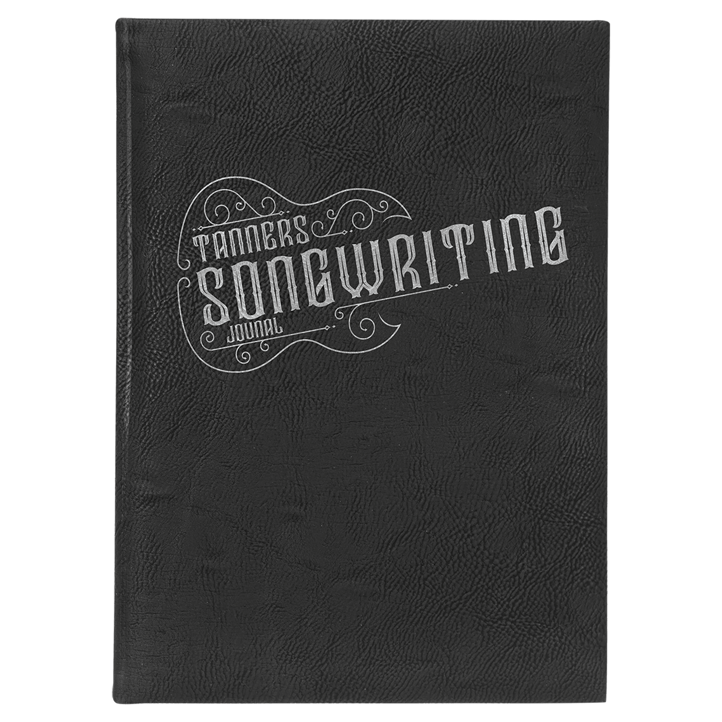Personalized Black/Silver Leatherette Journal - Leatherette