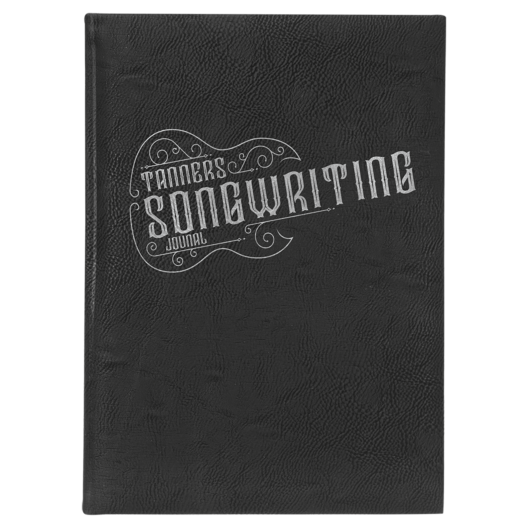 Personalized Black/Silver Leatherette Journal - Leatherette