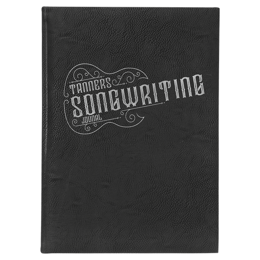 Personalized Black/Silver Leatherette Journal - Leatherette