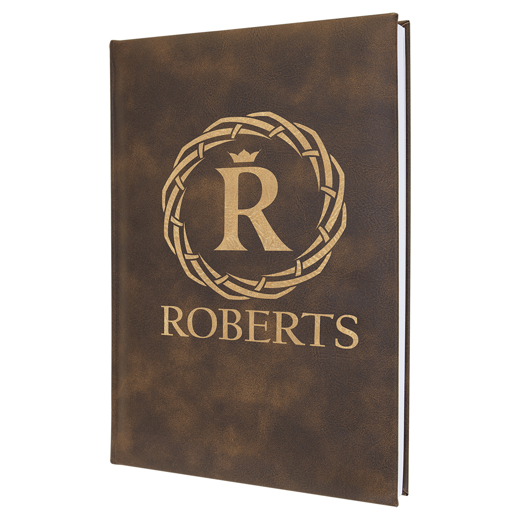 Personalized Rustic/Gold Leatherette Journal - Leatherette