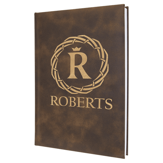 Personalized Rustic/Gold Leatherette Journal - Leatherette