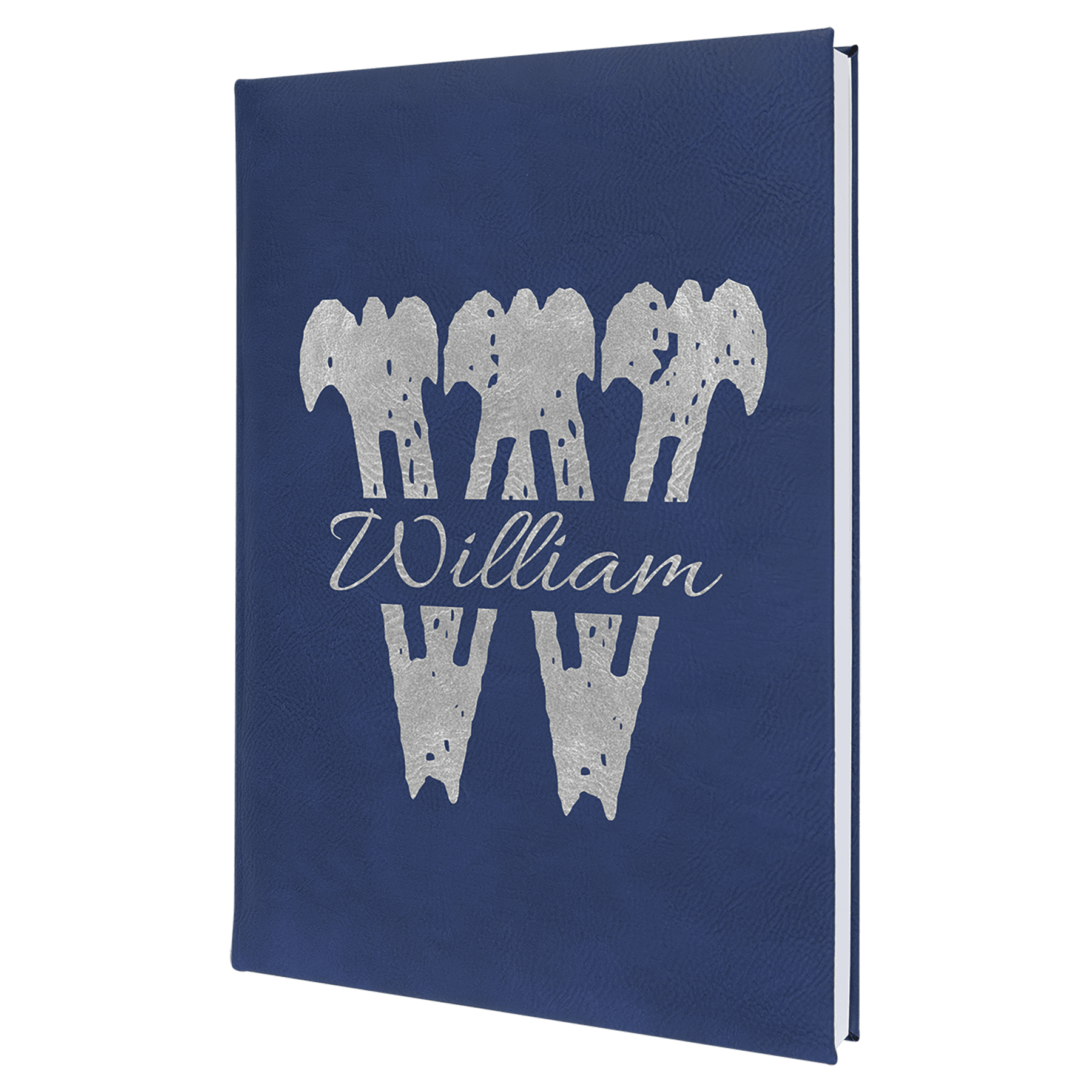 Personalized Blue/Silver Leatherette Journal - Leatherette