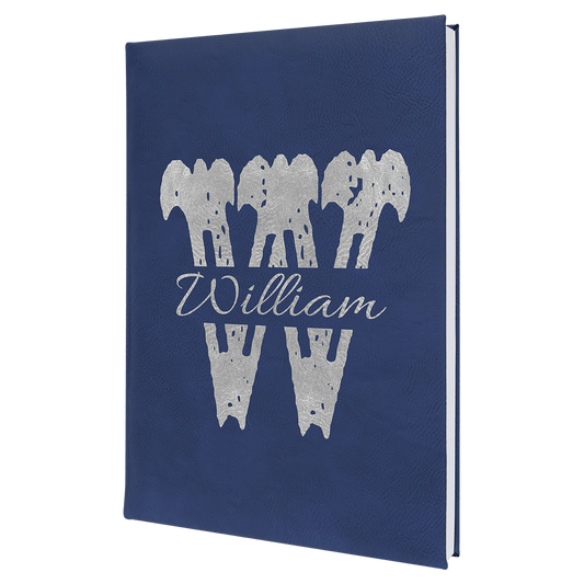 Personalized Blue/Silver Leatherette Journal - Leatherette