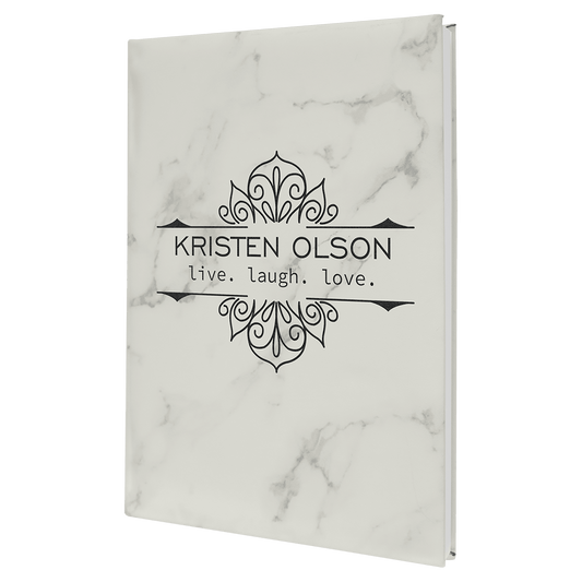 Personalized White Marble Leatherette Journal - Leatherette