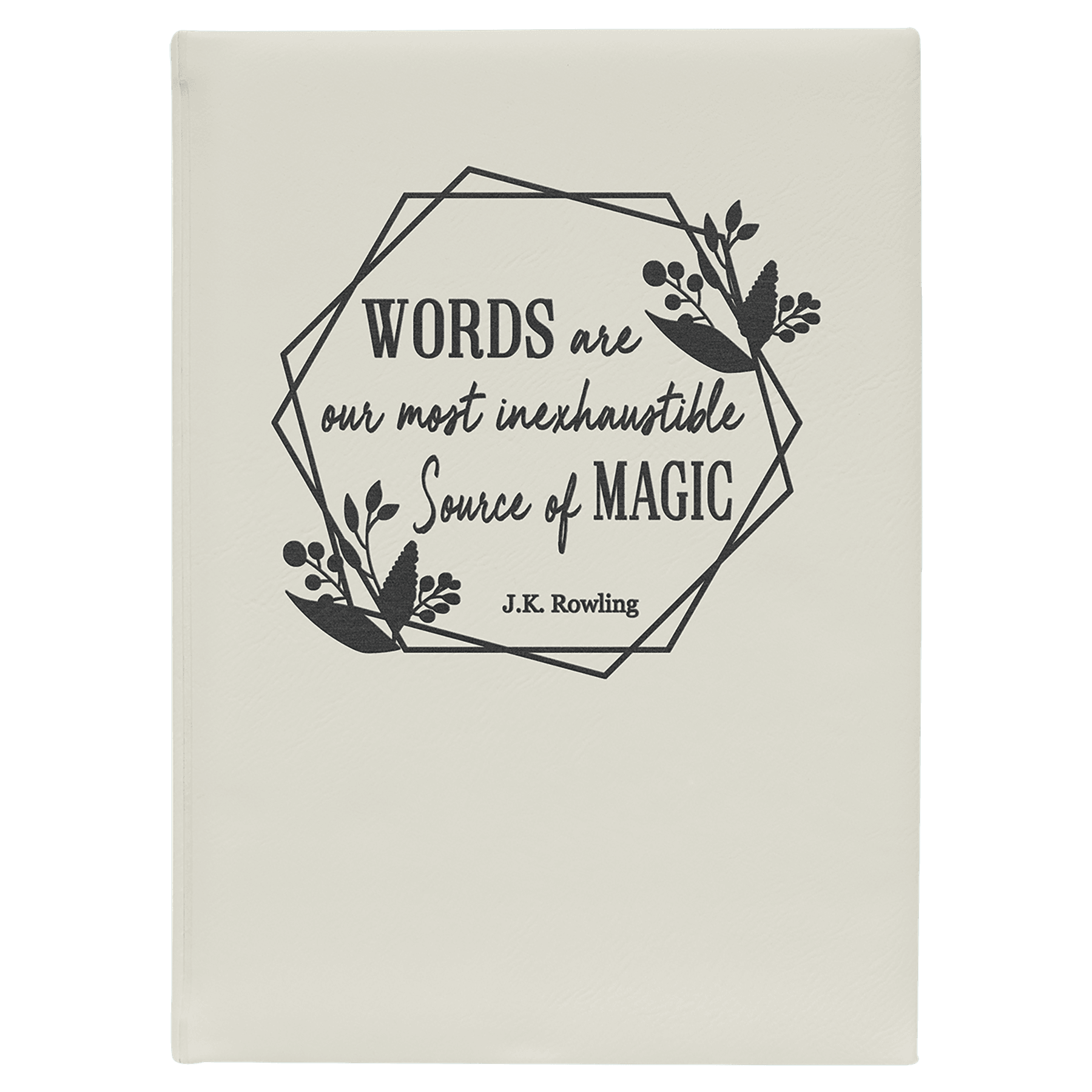 Personalized White Leathertte Journal with White Lined Paper - Leatherette
