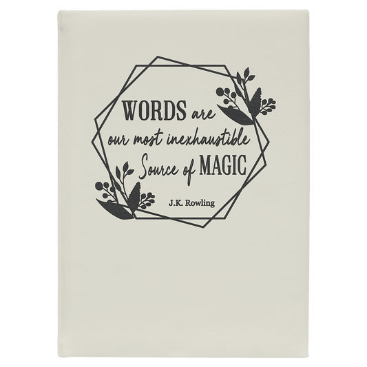 Personalized White Leathertte Journal with White Lined Paper - Leatherette