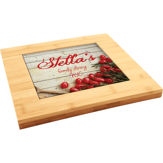 Personalized Bamboo Trivet with  6 x 6 Insert Area